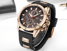 Cargar imagen en el visor de la galería, Reloj quartz impermeable Negro &amp; Oro
